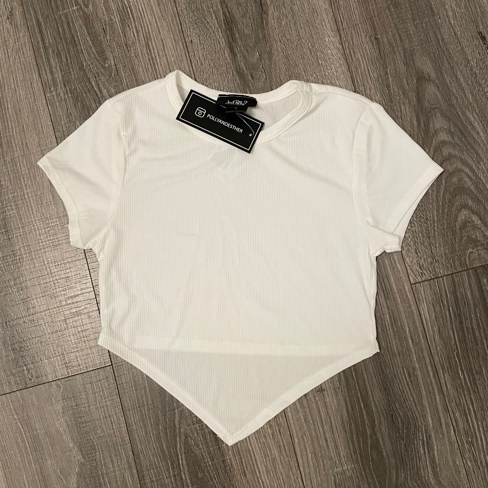 White Ribbed Crop Top